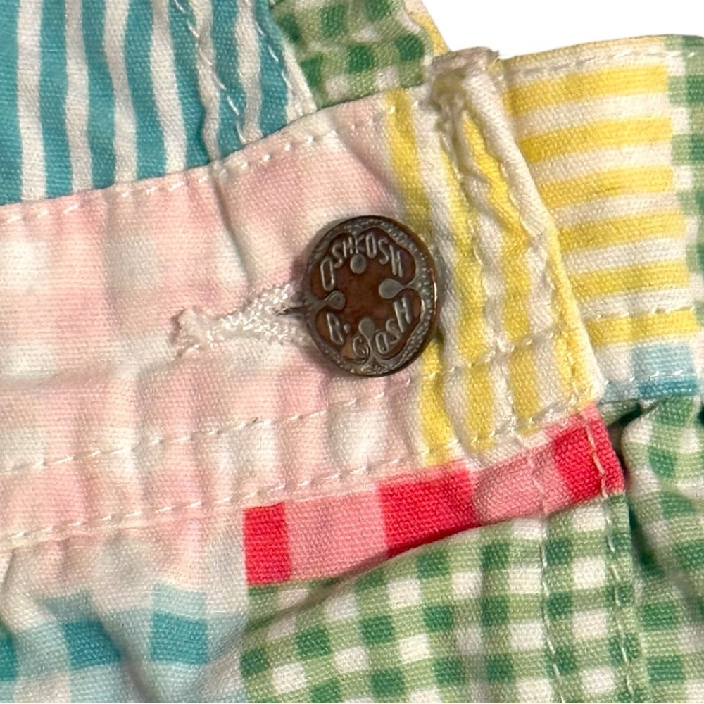 OshKosh B’gosh 24M Patchwork Gingham Overall Dress Pastel Easter Spring - Picture 3 of 7